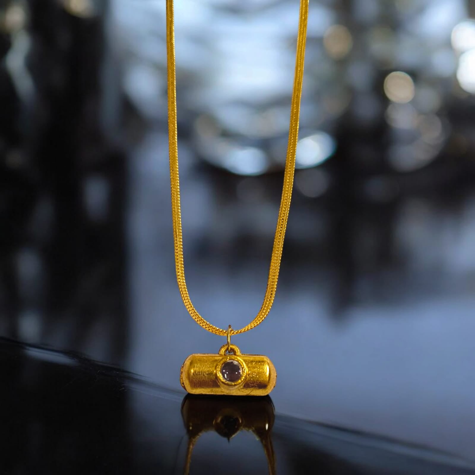 Krishna Ji Laser Locket with artificial gold-plated chain, spiritual and stylish accessory, available at Timeshopee.