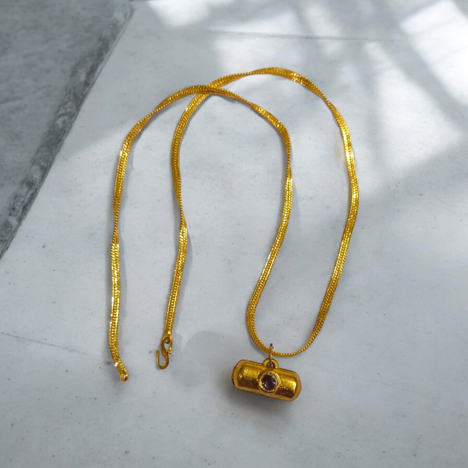 Krishna Ji Laser Locket with artificial gold-plated chain, spiritual and stylish accessory, available at Timeshopee.