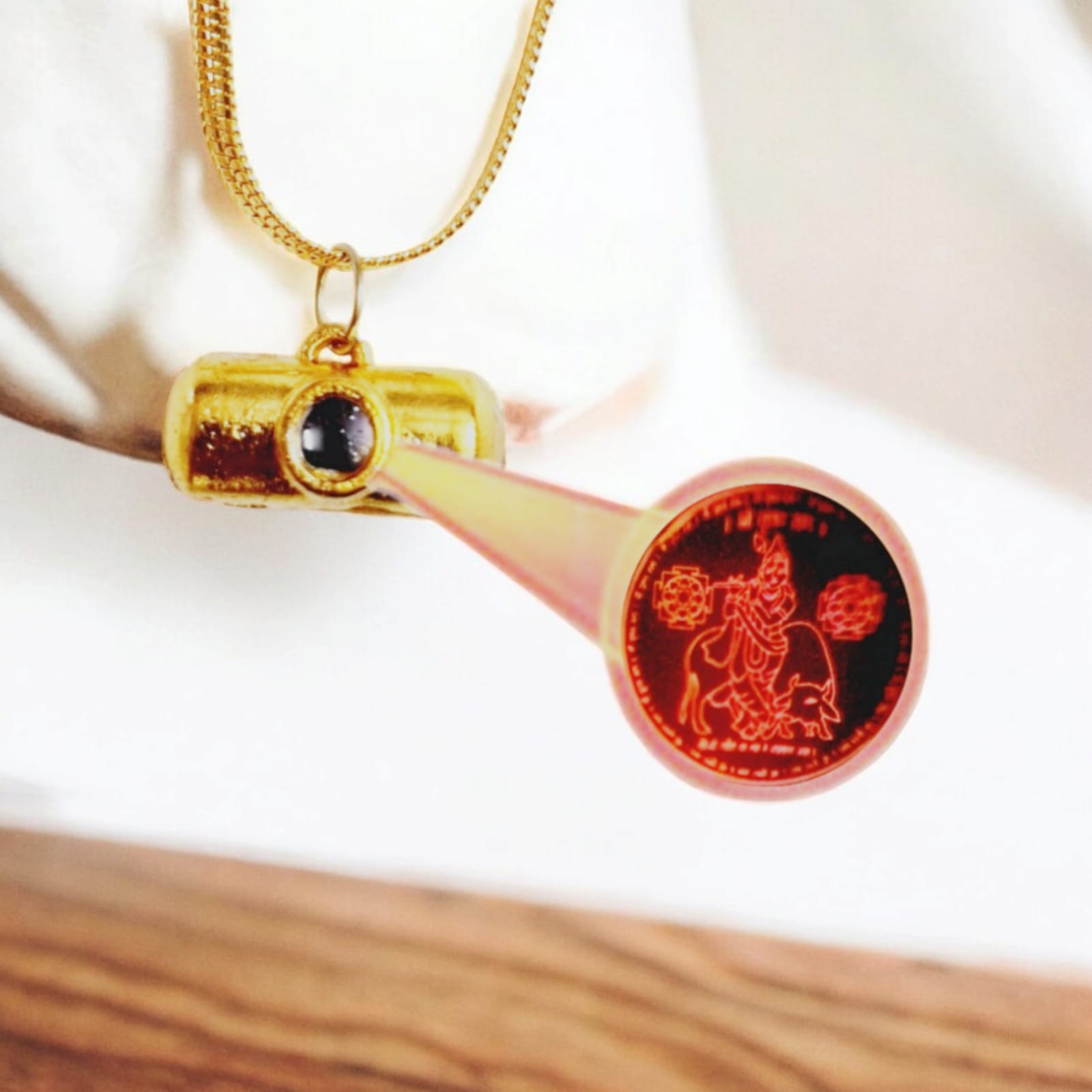 Krishna Ji Laser Locket with artificial gold-plated chain, spiritual and stylish accessory, available at Timeshopee.