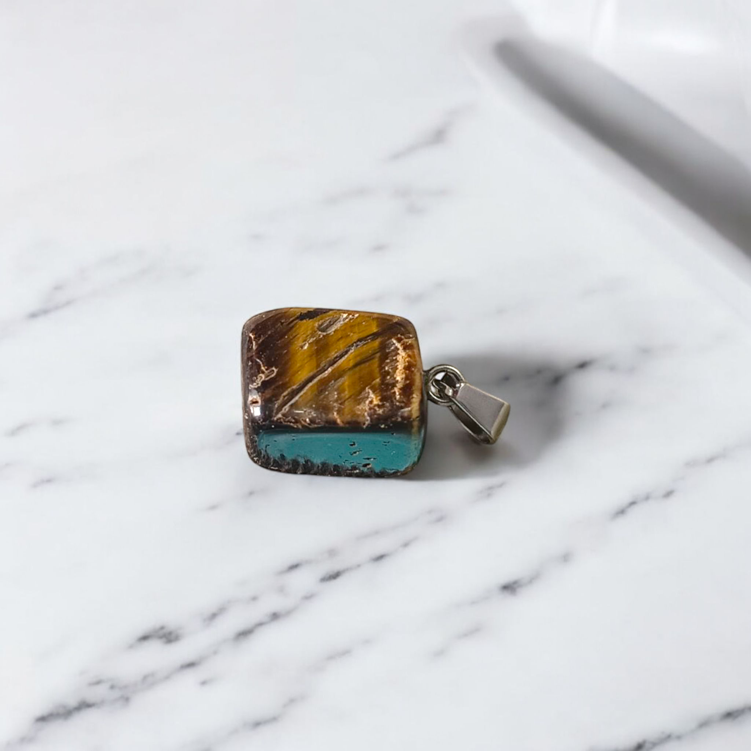 Lab-certified Tiger Eye Pendant with chain, featuring a golden-brown gemstone known for its grounding and protective properties