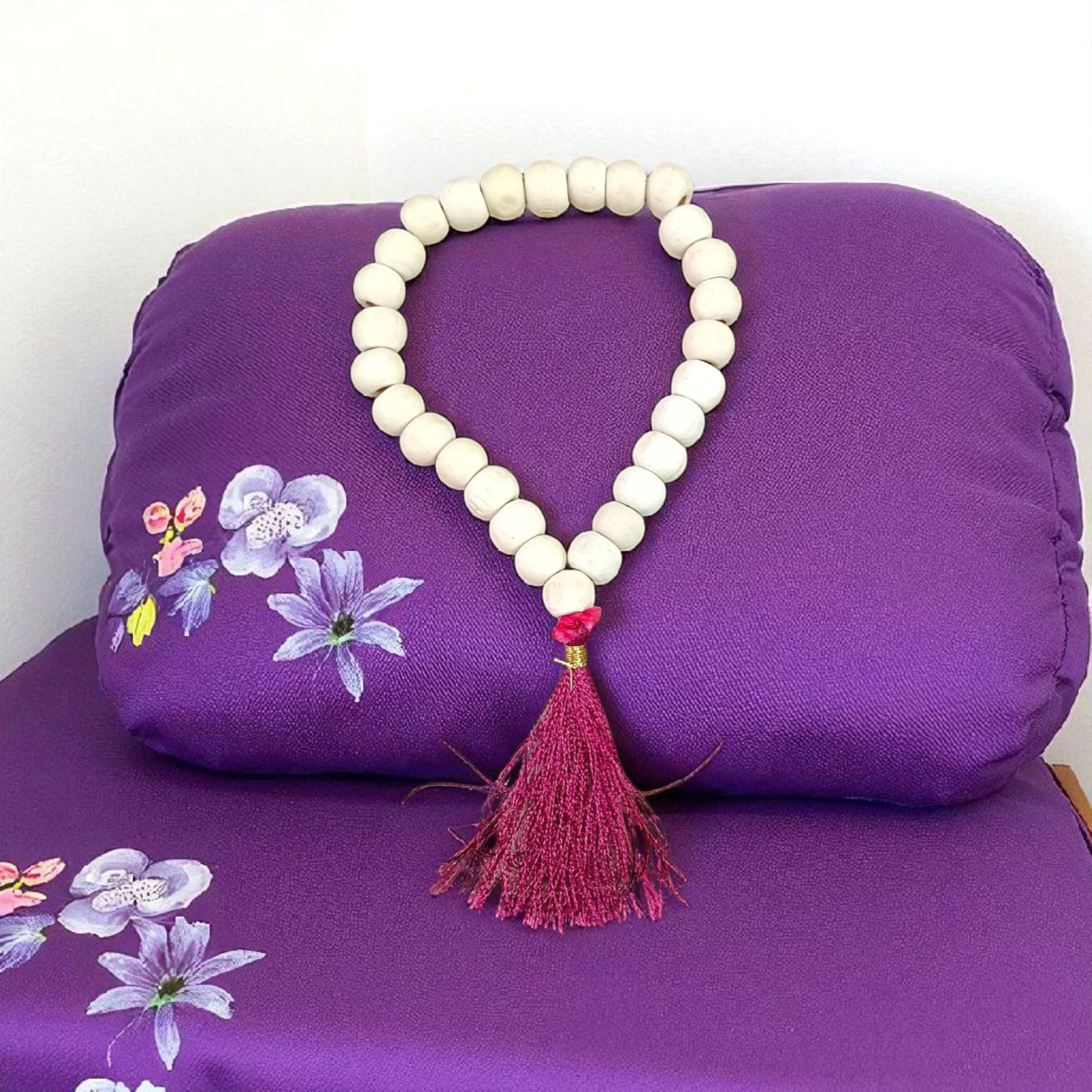 Lab-certified Tulsi Mala with 27+1 beads, used for meditation and spiritual practices, featuring traditional and sacred Tulsi beads