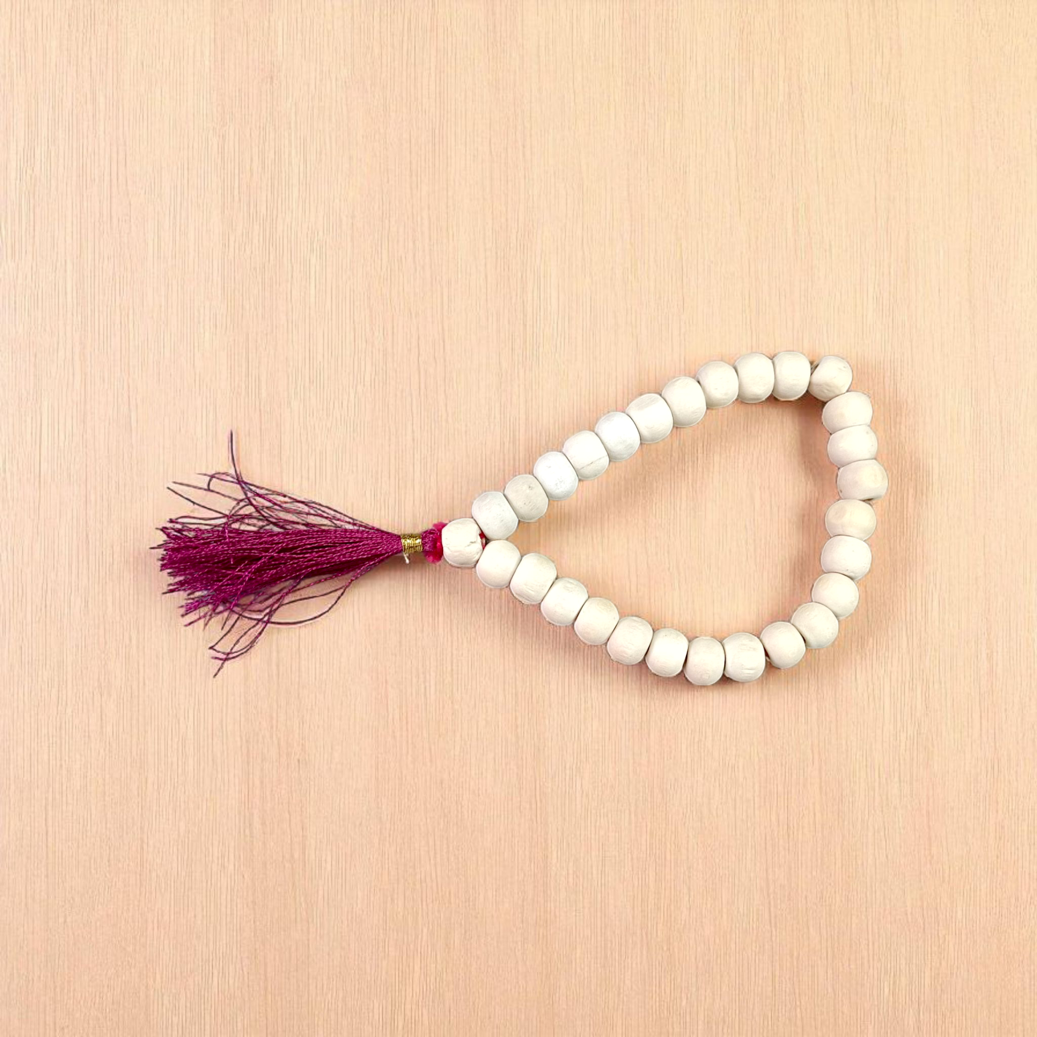 Lab-certified Tulsi Mala with 27+1 beads, used for meditation and spiritual practices, featuring traditional and sacred Tulsi beads