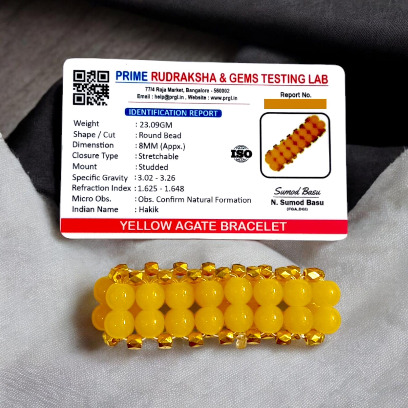 Lab-certified Yellow Agate Bracelet with 8MM beads, stretchable design, enhancing confidence and spiritual power by Timeshopee.