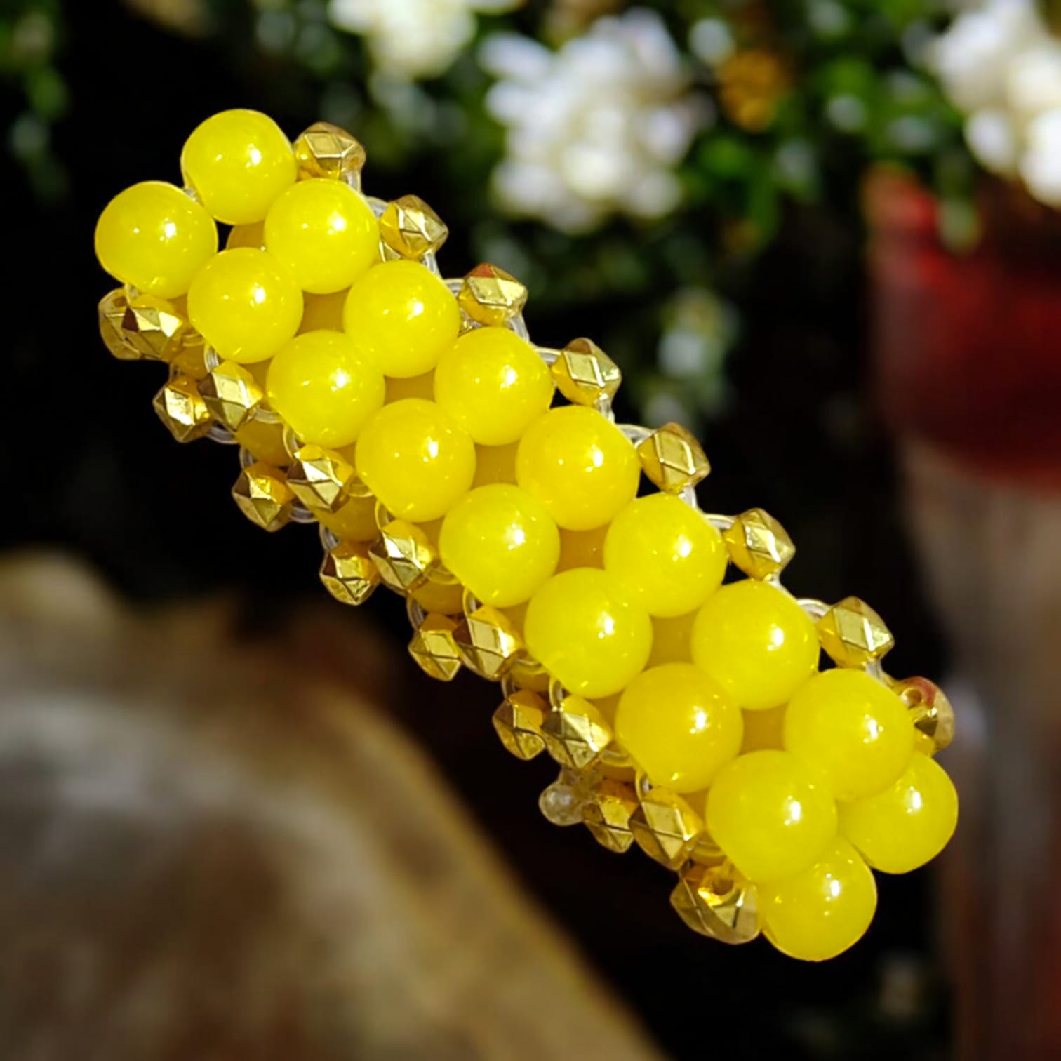 Lab-certified Yellow Agate Bracelet with 8MM beads, stretchable design, enhancing confidence and spiritual power by Timeshopee.