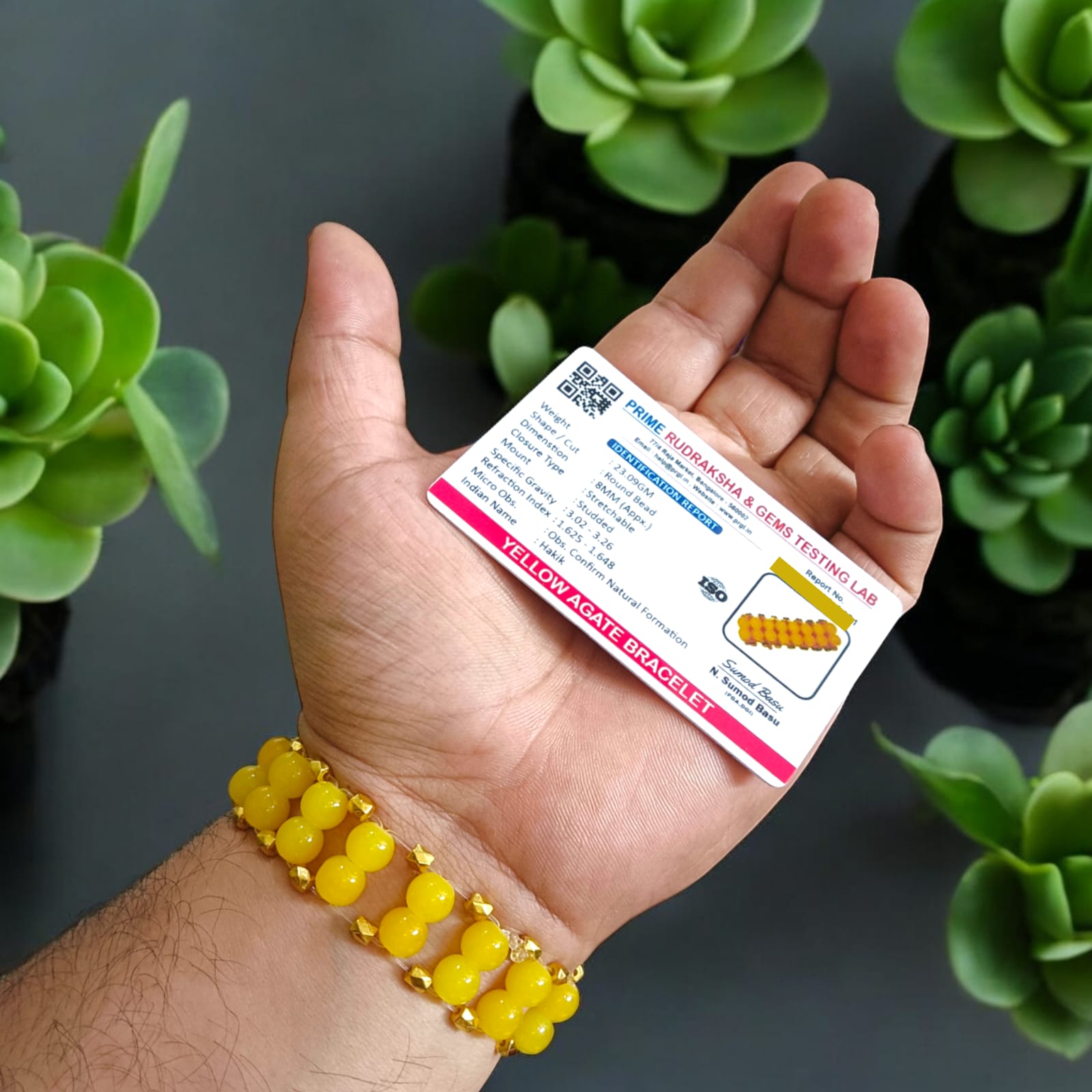 Lab-certified Yellow Agate Bracelet with 8MM beads, stretchable design, enhancing confidence and spiritual power by Timeshopee.