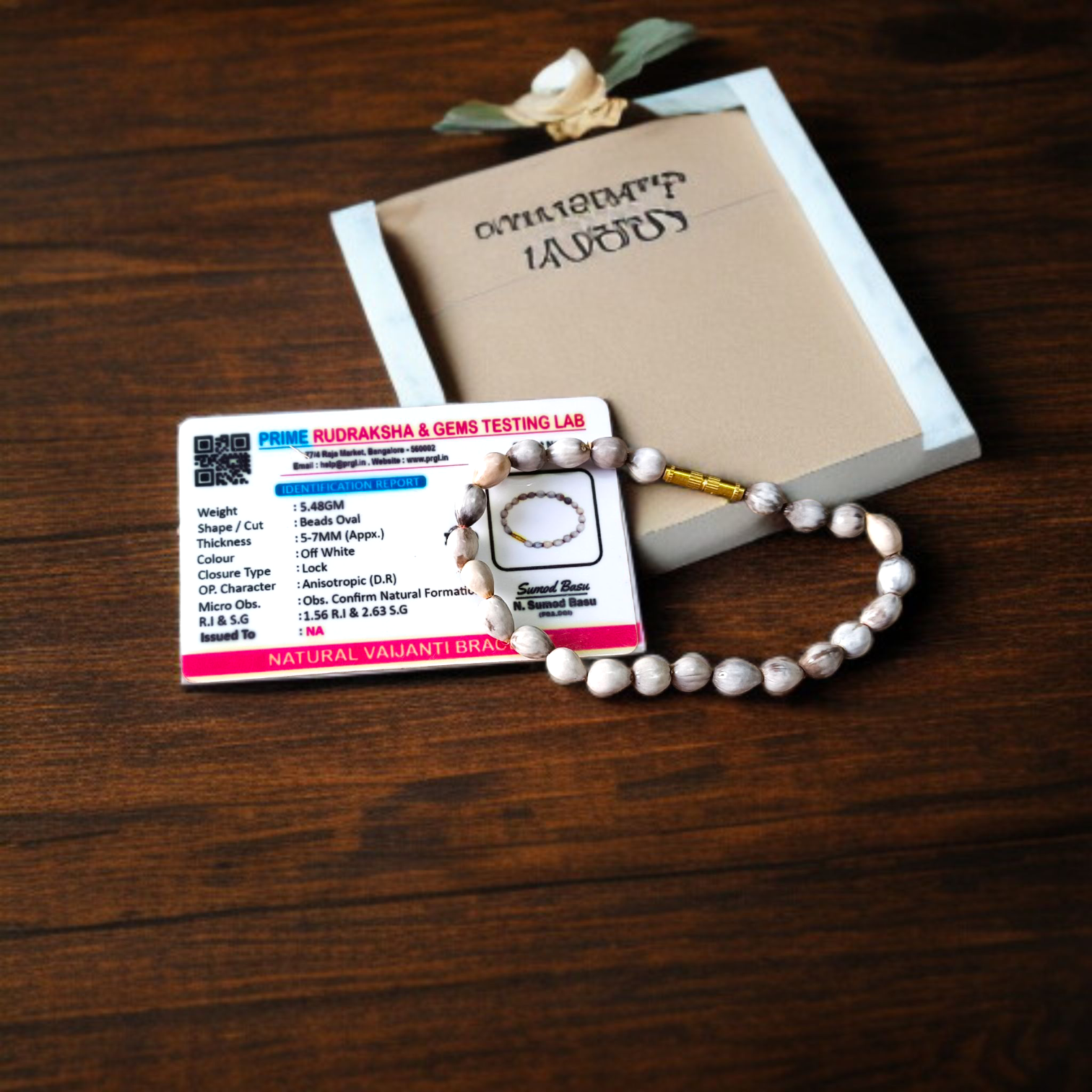 Lab-certified combo of Vaijanti and Haldi Bracelets with natural sacred beads, stretchable design for spiritual use and rituals