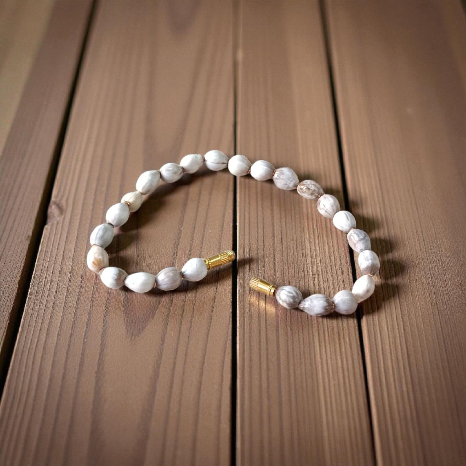 Lab-certified combo of Vaijanti and Haldi Bracelets with natural sacred beads, stretchable design for spiritual use and rituals