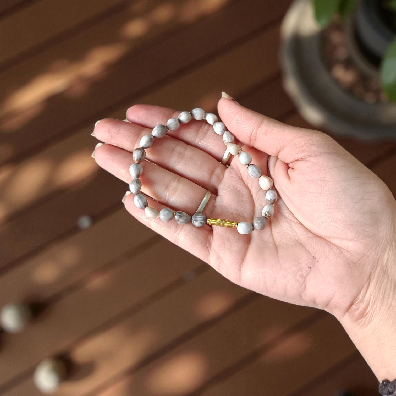 Lab-certified combo of Vaijanti and Haldi Bracelets with natural sacred beads, stretchable design for spiritual use and rituals