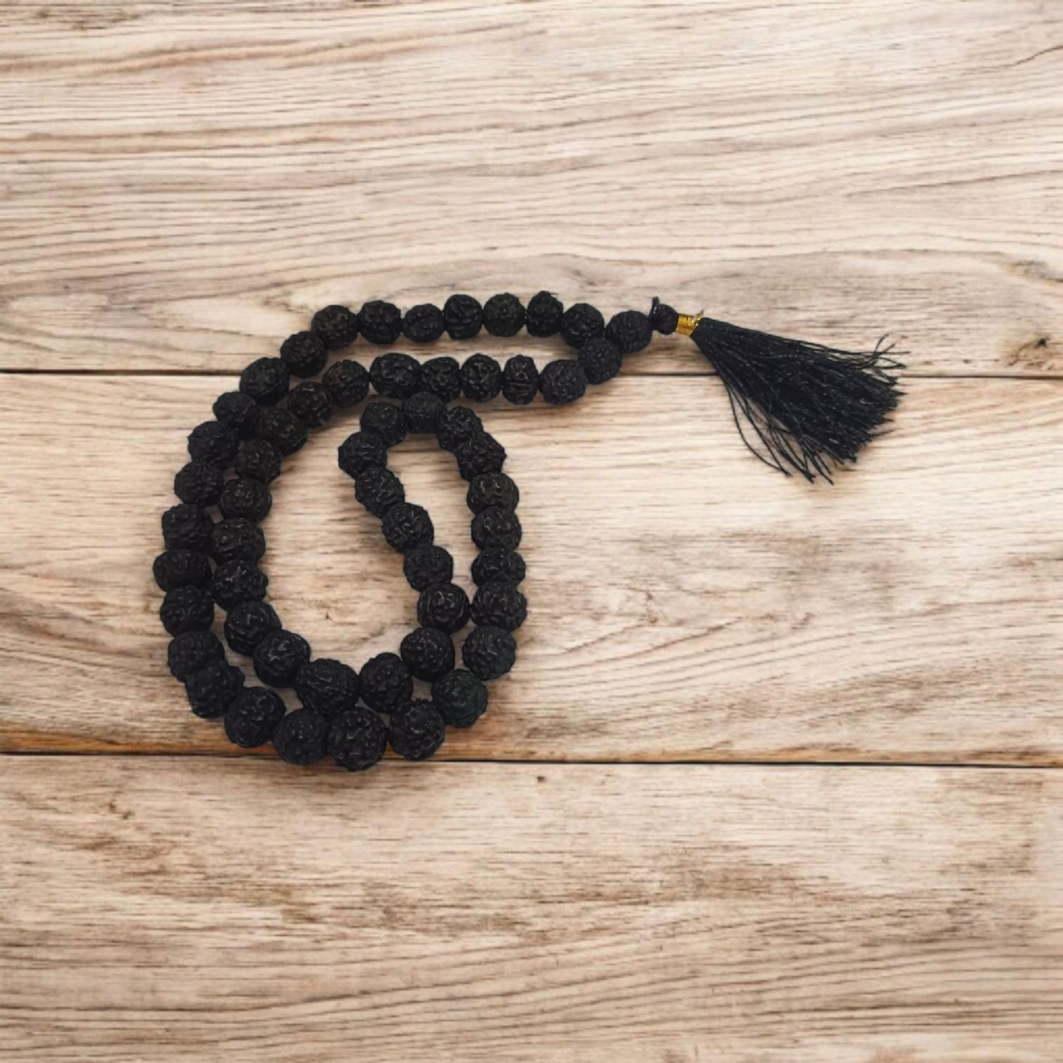 Lab Certified Black Rudraksha Mala with 5 Mukhi 7-8mm Beads – 54+1 Mala for Meditation and Spiritual Use
