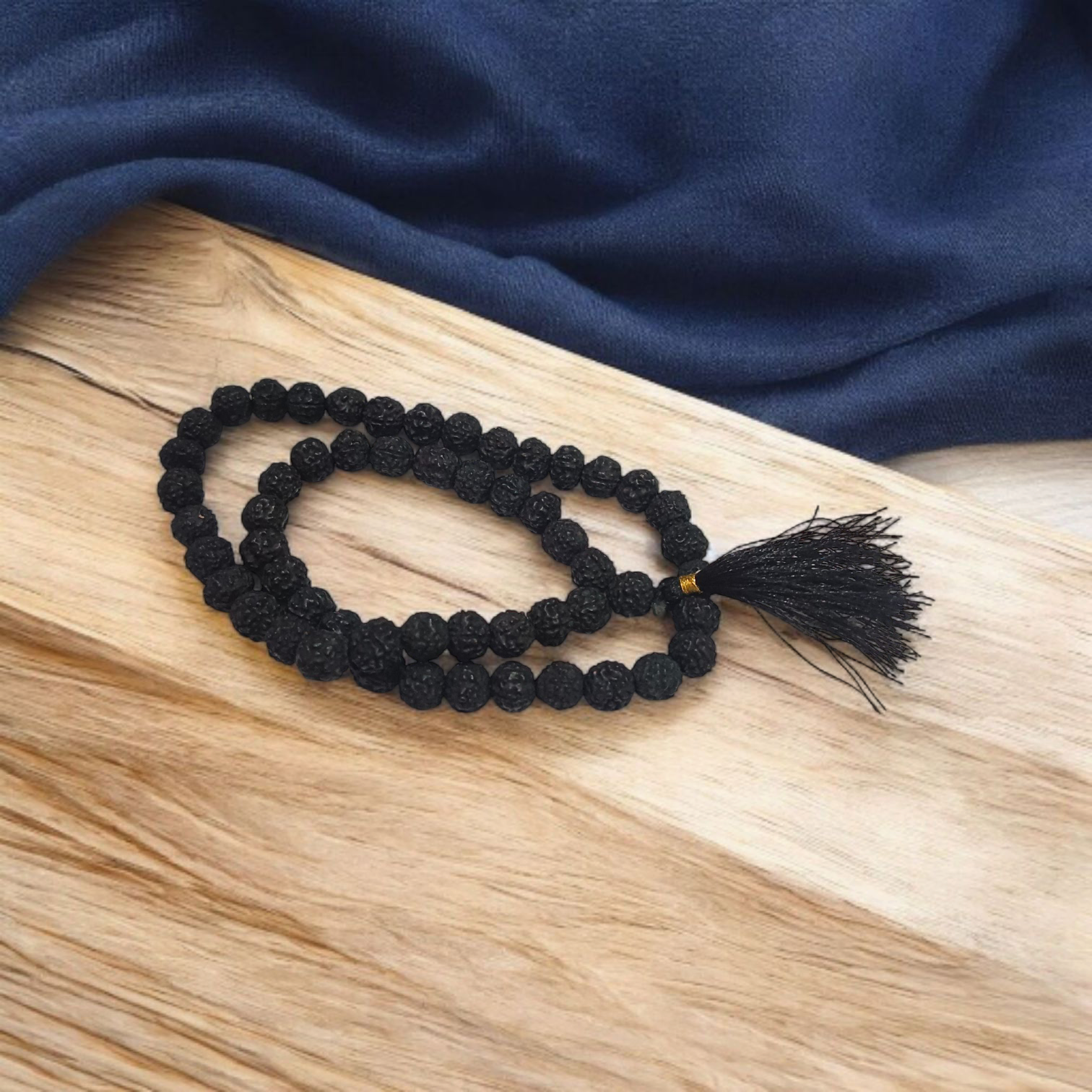 Lab Certified Black Rudraksha Mala with 5 Mukhi 7-8mm Beads – 54+1 Mala for Meditation and Spiritual Use