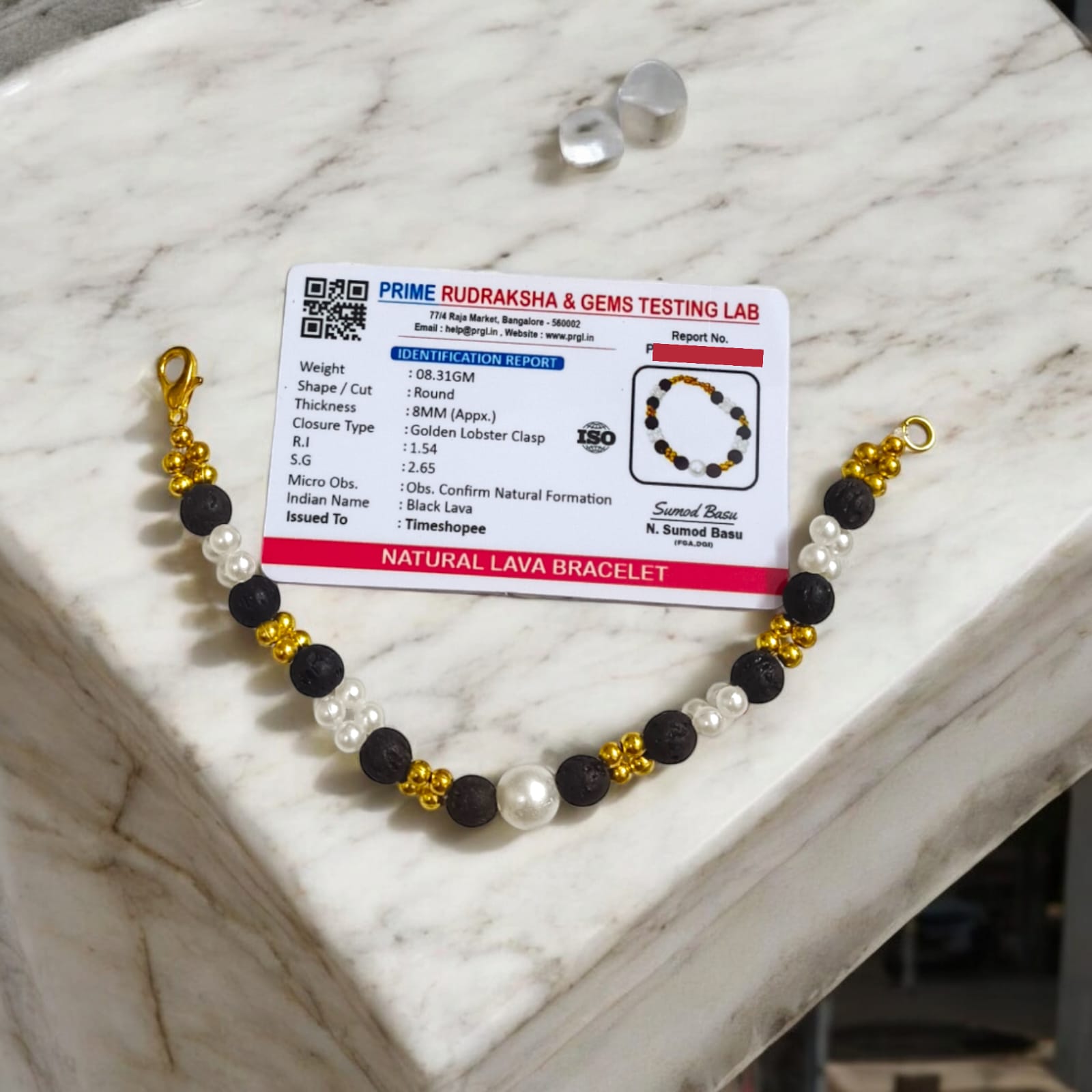 Lab Certified Genuine Lava Bracelet from Timeshopee with 8MM beads and adjustable lobster clasp, ideal for strength, protection, and special occasions.