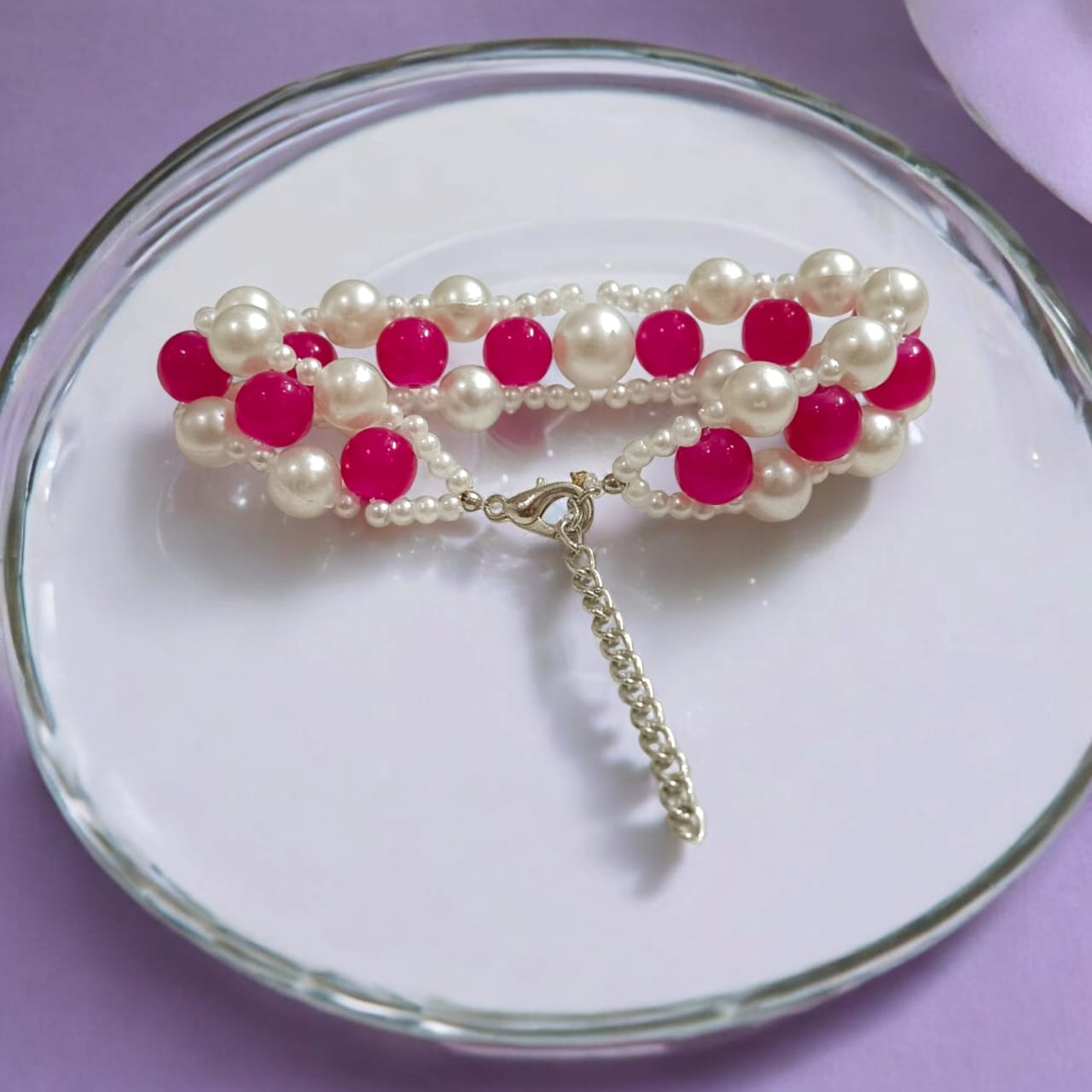 Lab Certified Genuine Pink Agate Bracelet with 8MM beads and pearls, adjustable lobster clasp, perfect for attraction, love, and spiritual strength.