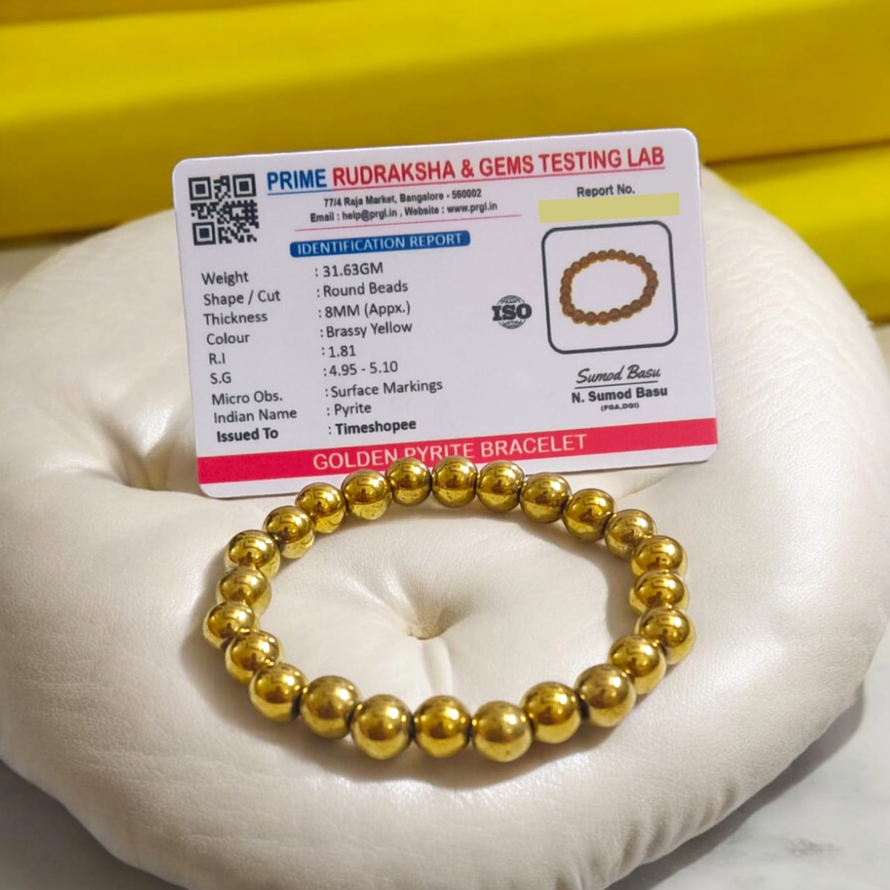 Lab Certified Golden Pyrite Bracelet - Natural Pyrite Beads Bracelet by Timeshopee-Online Religious Store