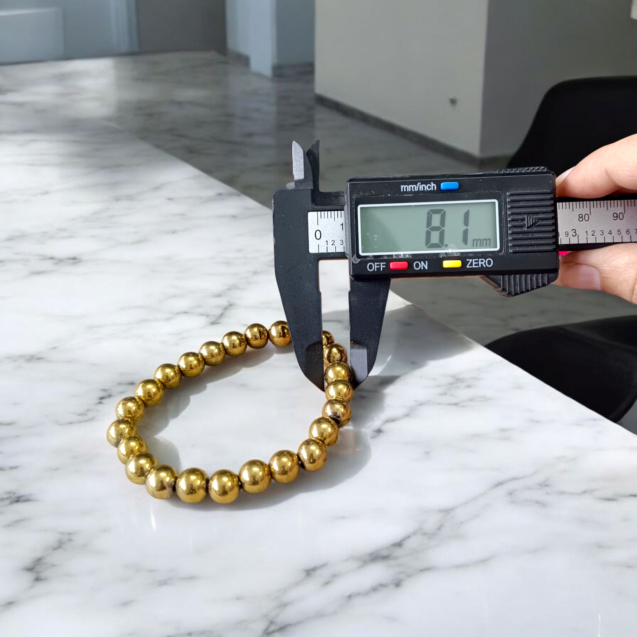 Lab Certified Golden Pyrite Bracelet - Natural Pyrite Beads Bracelet by Timeshopee-Online Religious Store