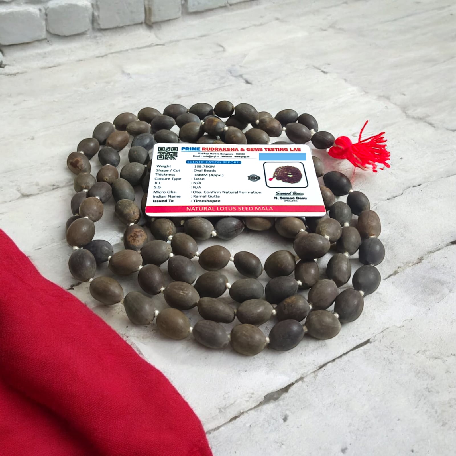 Lab Certified Kamal Gutta Mala (Lotus Seed Mala) in 27+1 and 108+1 bead variants, ideal for prayer and meditation