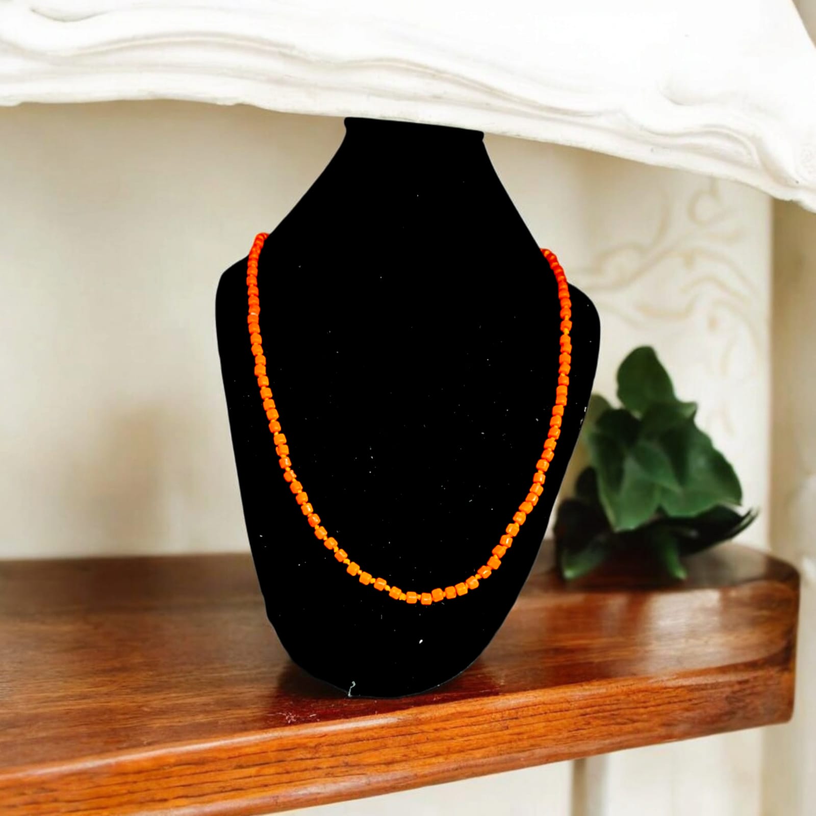Lab Certified Orange Monga Mala from Timeshopee, ideal for spiritual practices, meditation, and as a vibrant accessory.