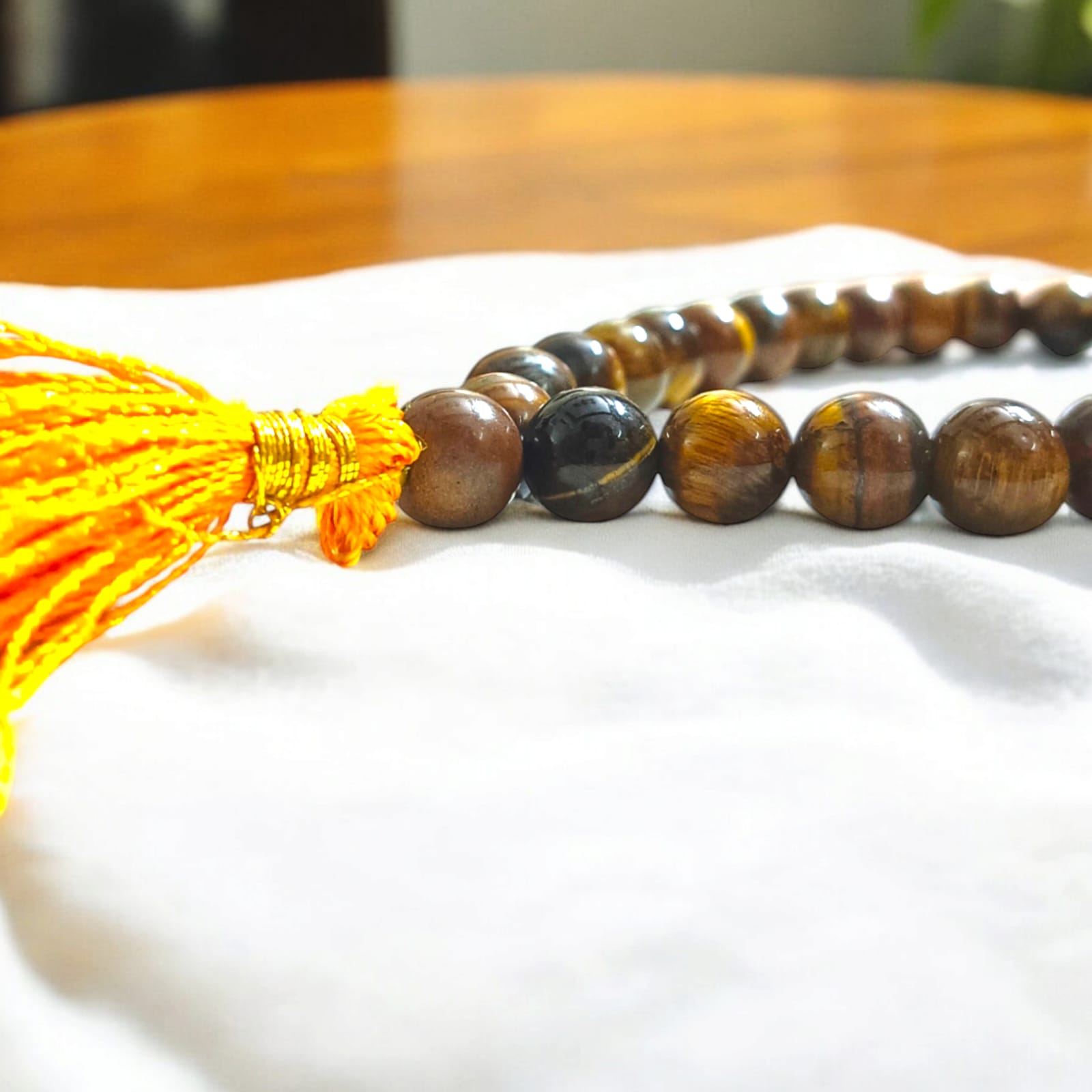 Lab Certified Tiger Eye Mala 27+1 Beads - Compact 8mm Bead Mala for Japa by Timeshopee-Online Religious Store