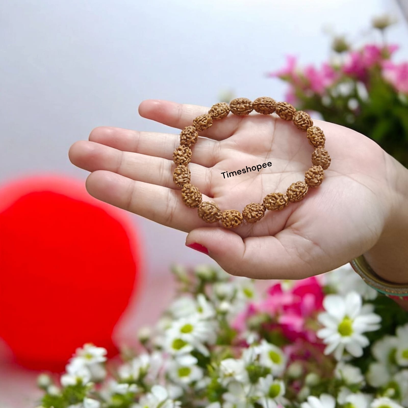 Lab certified 3 Mukhi Rudraksha bracelet with 12mm beads, offering Trishakti protection, perfect for spiritual wear and gifting.