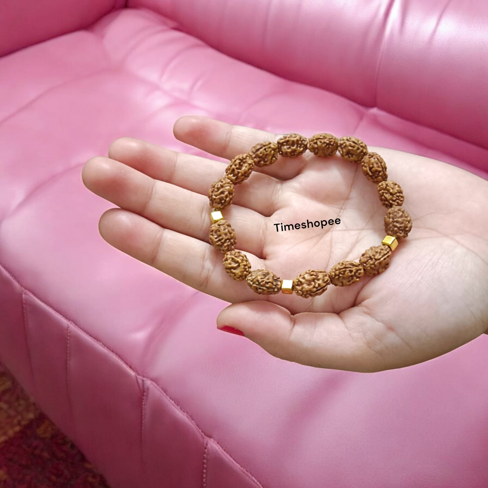 Lab certified 3 Mukhi Rudraksha bracelet with 12mm beads, offering Trishakti protection, perfect for spiritual wear and gifting.