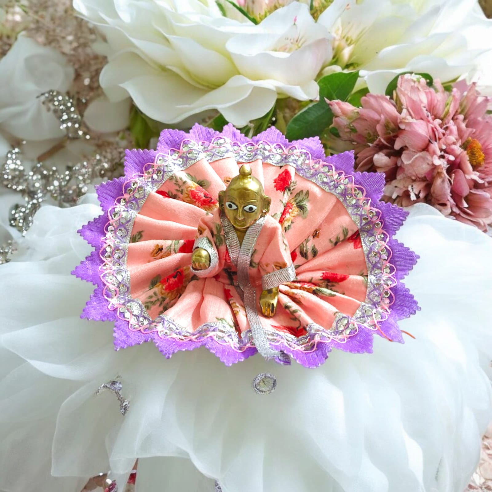 Laddu Gopal Dress | Stylish Border with Cotton Dress | Laddu Gopal Poshak | Lord Krishna Dress | Size 2 No. | Timeshopee