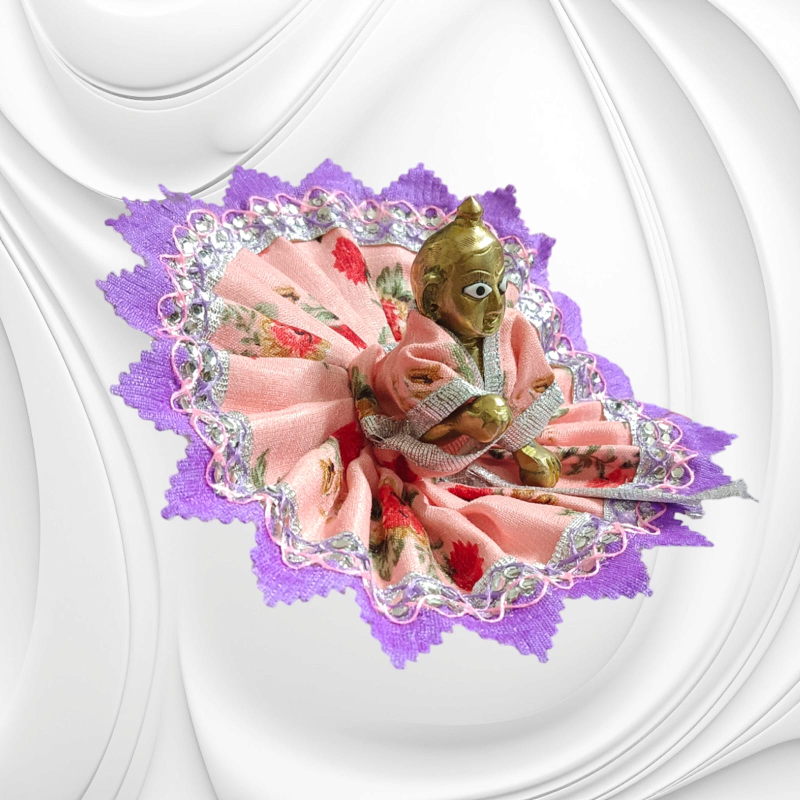 Laddu Gopal Dress | Stylish Border with Cotton Dress | Laddu Gopal Poshak | Lord Krishna Dress | Size 2 No. | Timeshopee