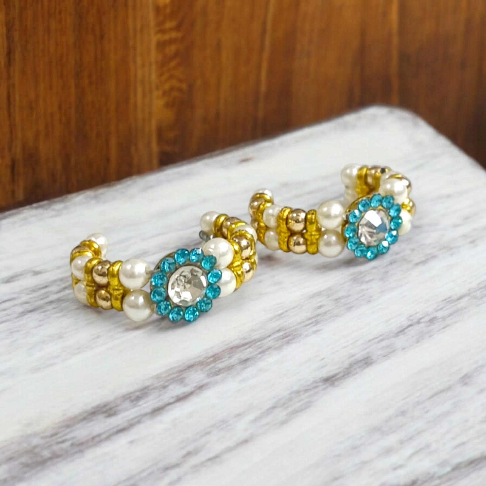 Laddu Gopal Moti Kada Set in six vibrant colors—Red, Peach, Yellow, Purple, Turquoise, and Dark Green by Timeshopee