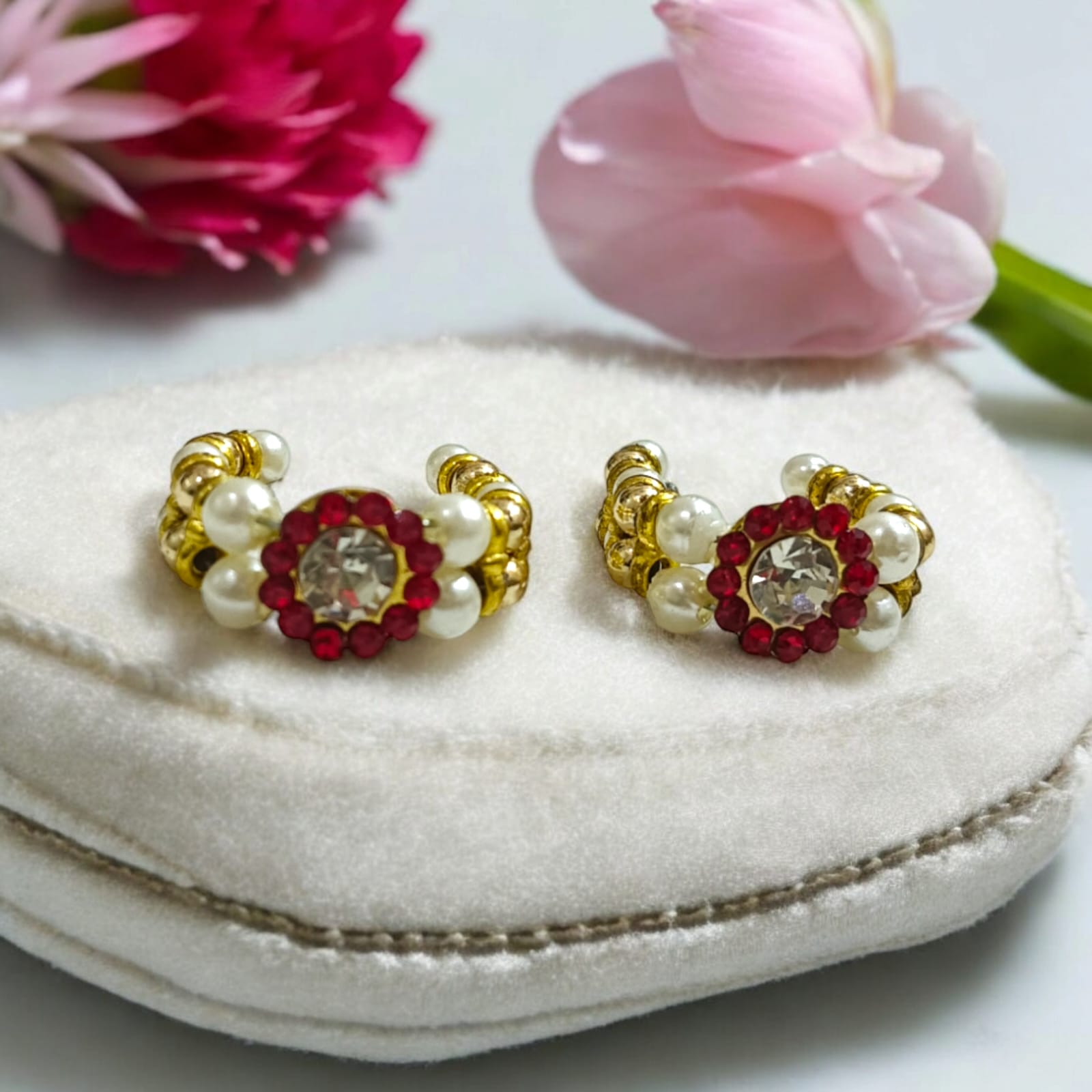 Laddu Gopal Moti Kada Set in six vibrant colors—Red, Peach, Yellow, Purple, Turquoise, and Dark Green by Timeshopee