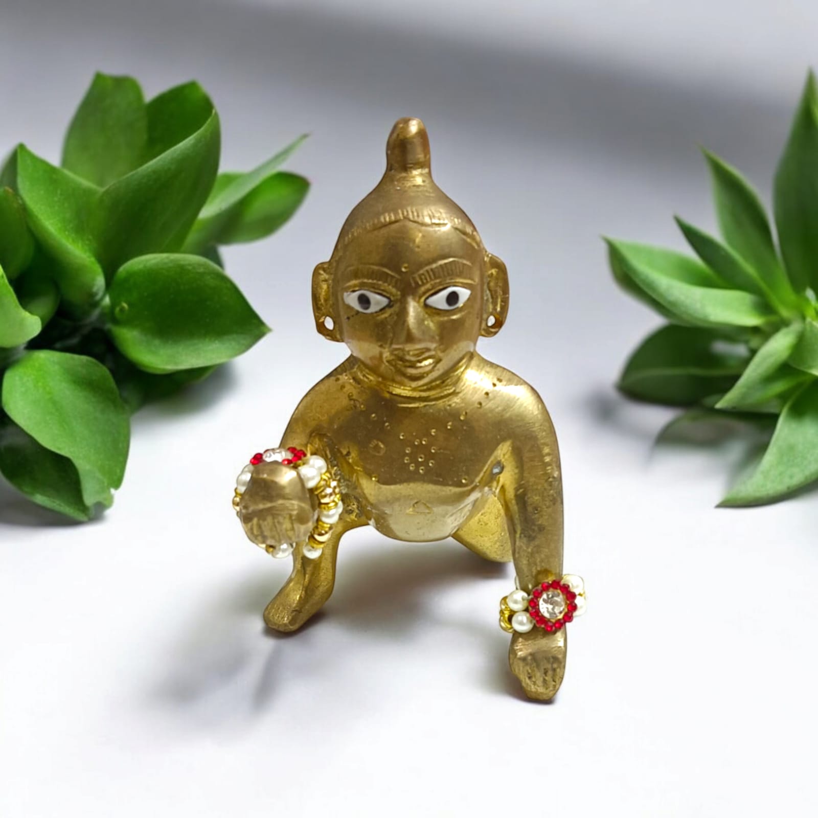 Laddu Gopal Moti Kada Set in six vibrant colors—Red, Peach, Yellow, Purple, Turquoise, and Dark Green by Timeshopee