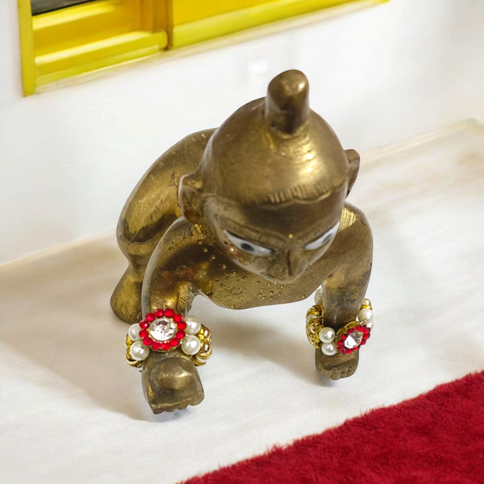 Laddu Gopal Moti Kada Set in six vibrant colors—Red, Peach, Yellow, Purple, Turquoise, and Dark Green by Timeshopee