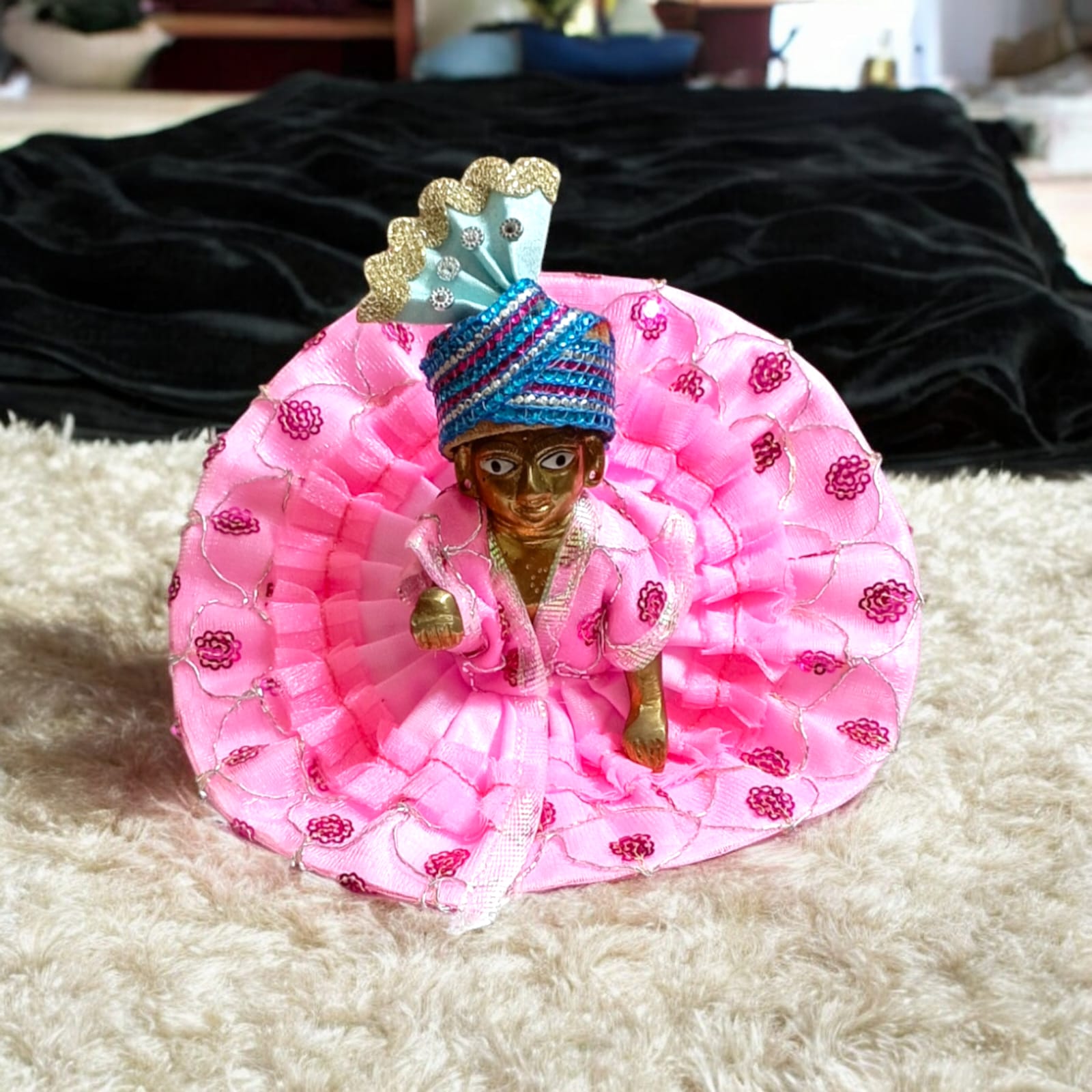 Laddu Gopal Pagdi Set of 6 | Size 5 No | Elegant Adornment for Idol