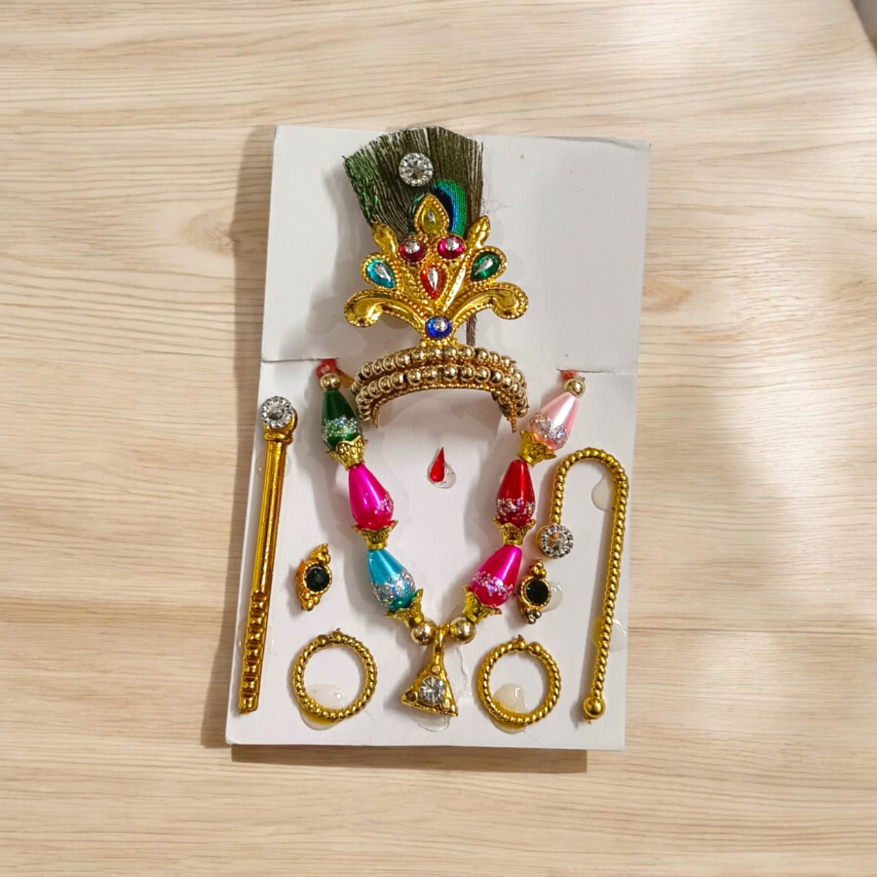 Laddu Gopal Shringaar Set Mukut, Earring, Bangles, Mala and Bansuri | Timeshopee