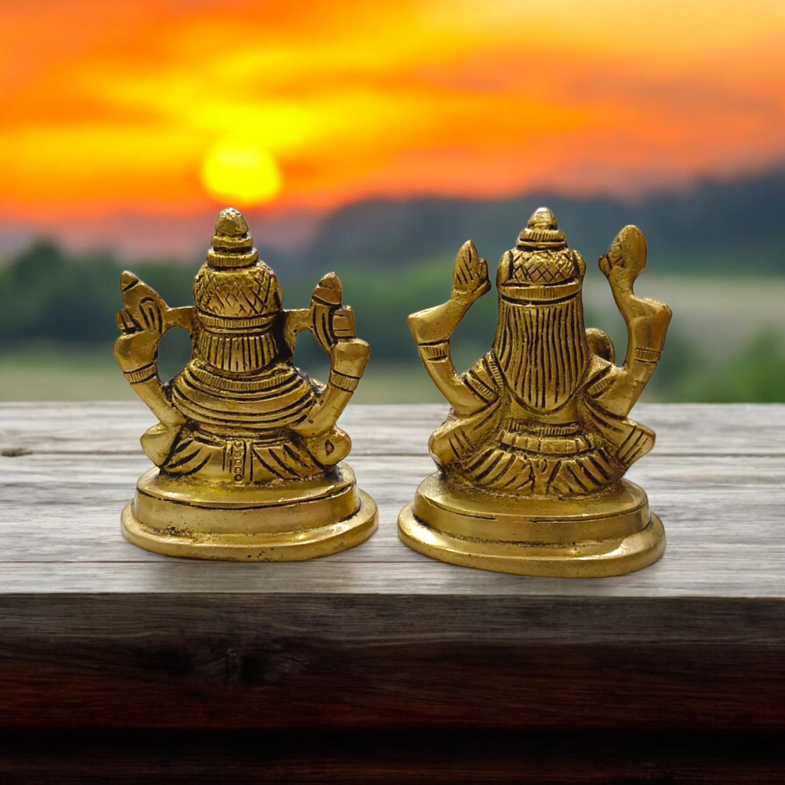 Lakshmi Ganesh Brass Murti - 7 cm x 11 cm, 430 gm, For Wealth and Prosperity