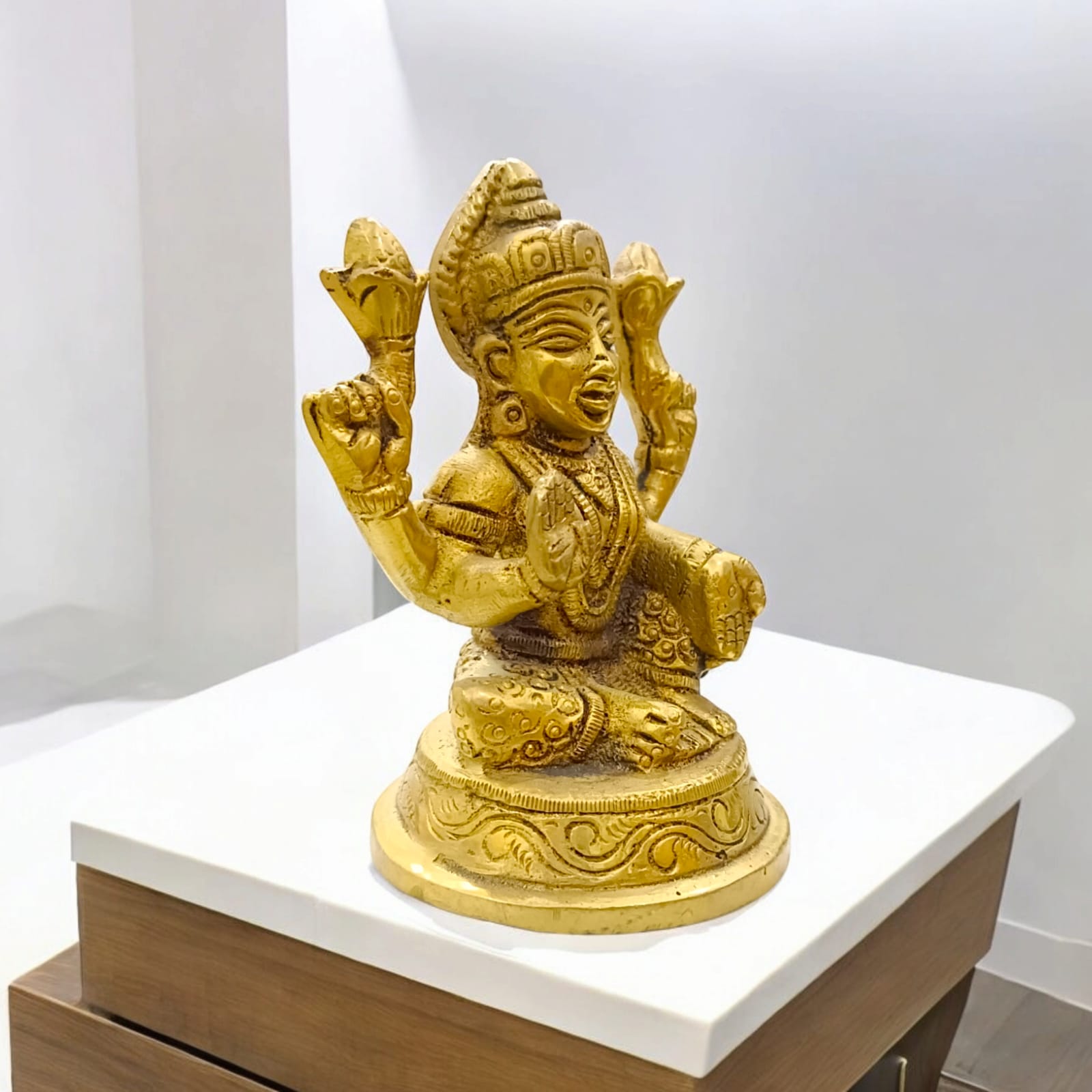 Lakshmi Ji Brass Murti - 475 gm, Standard Height, For Wealth and Prosperity