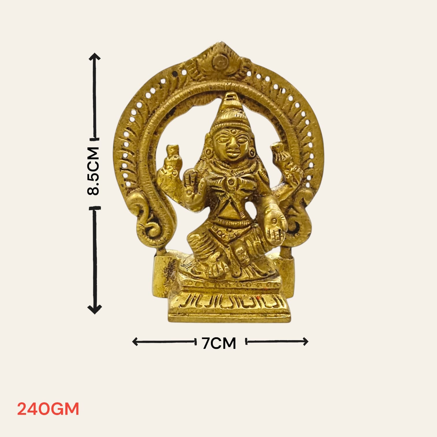 Lakshmi Mata Brass Murti - 9 cm Tall, 236 gm, Intricate Detailing