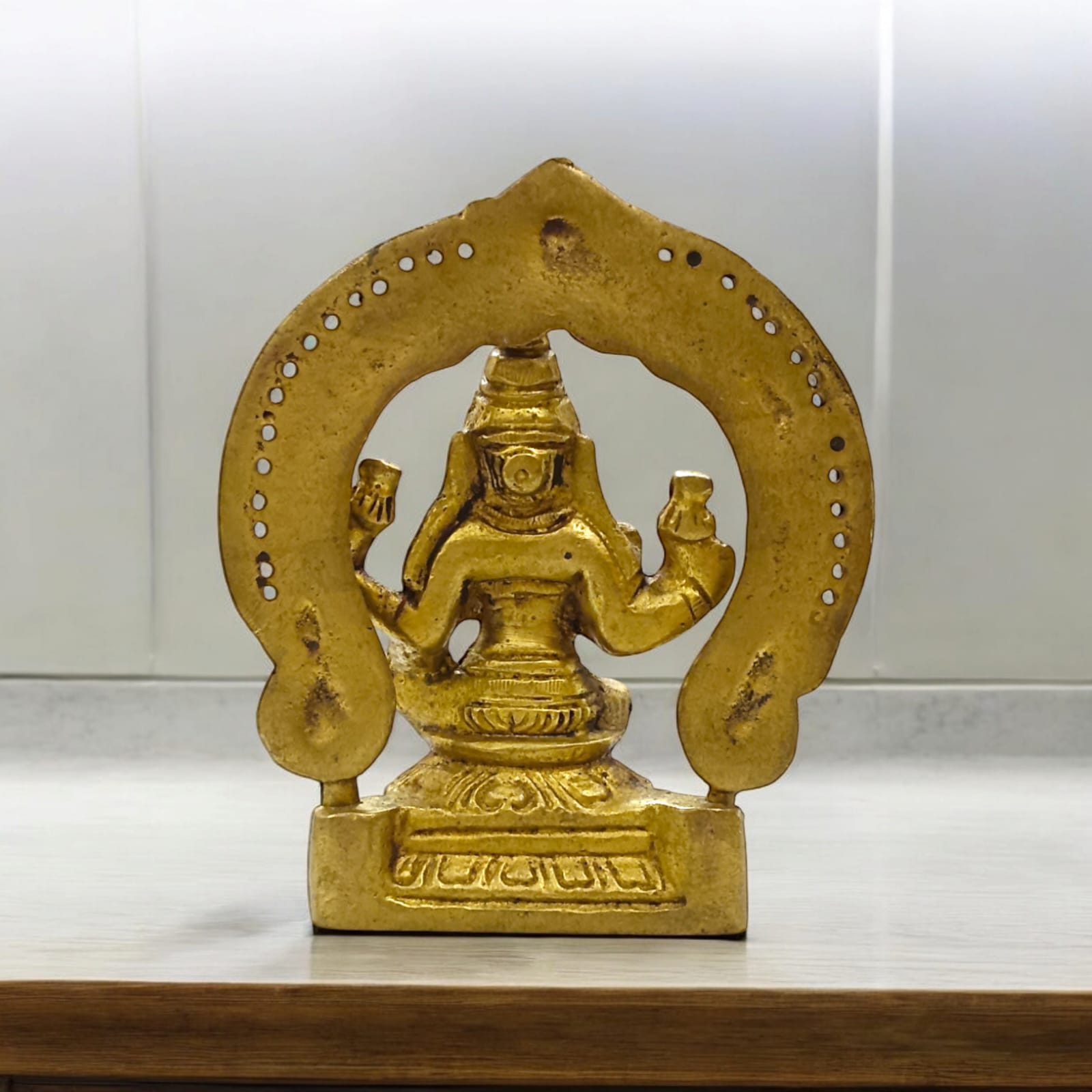 Lakshmi Mata Brass Murti - 9 cm Tall, 236 gm, Intricate Detailing