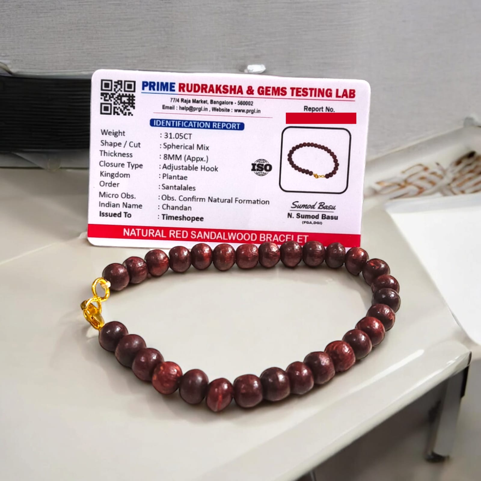 Lal Chandan Bracelet | Lab Certified Red Sandalwood