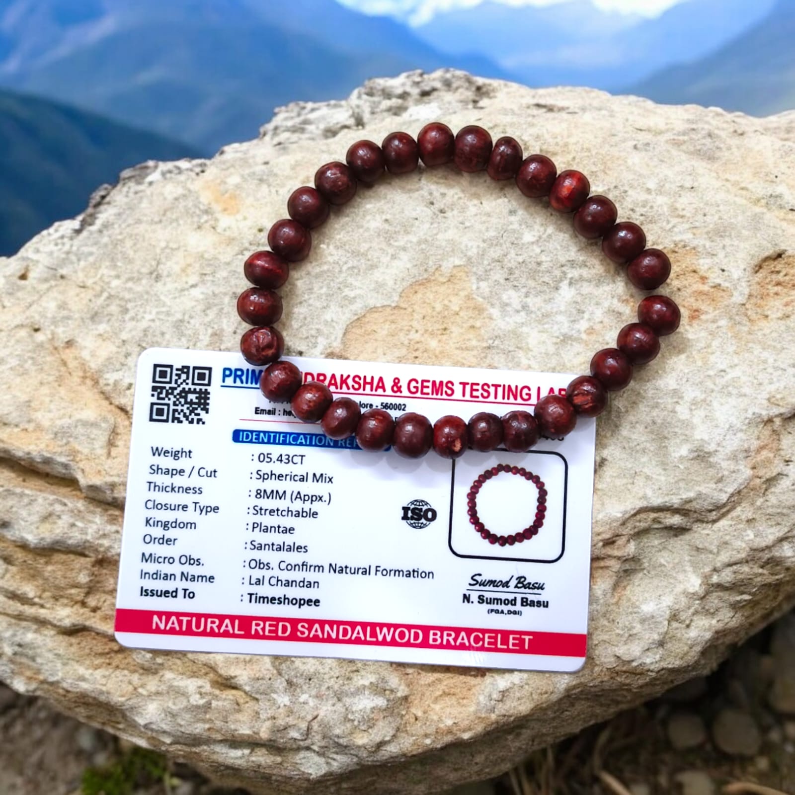 Lal Chandan Bracelet | Lab Certified Red Sandalwood
