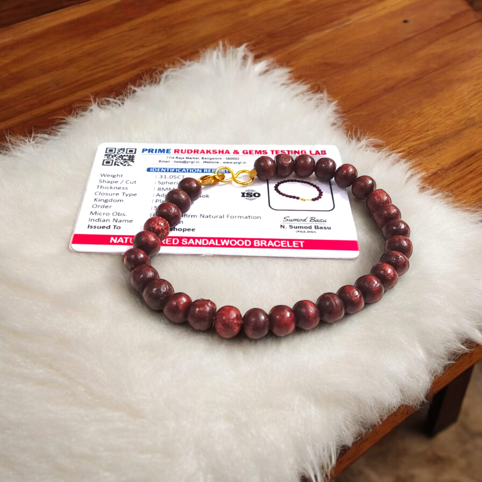 Lal Chandan Bracelet | Lab Certified Red Sandalwood
