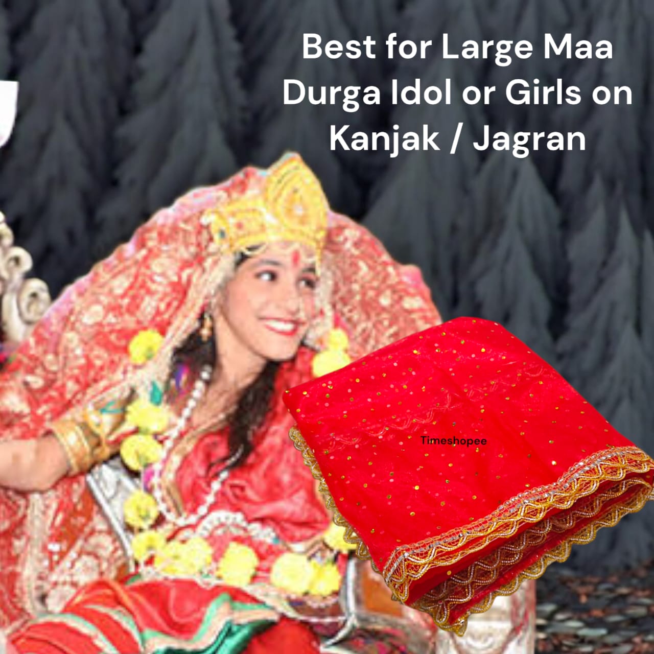 Lal Chunni Mata Rani Chuniri Red Colour 2 Meter | Timeshopee