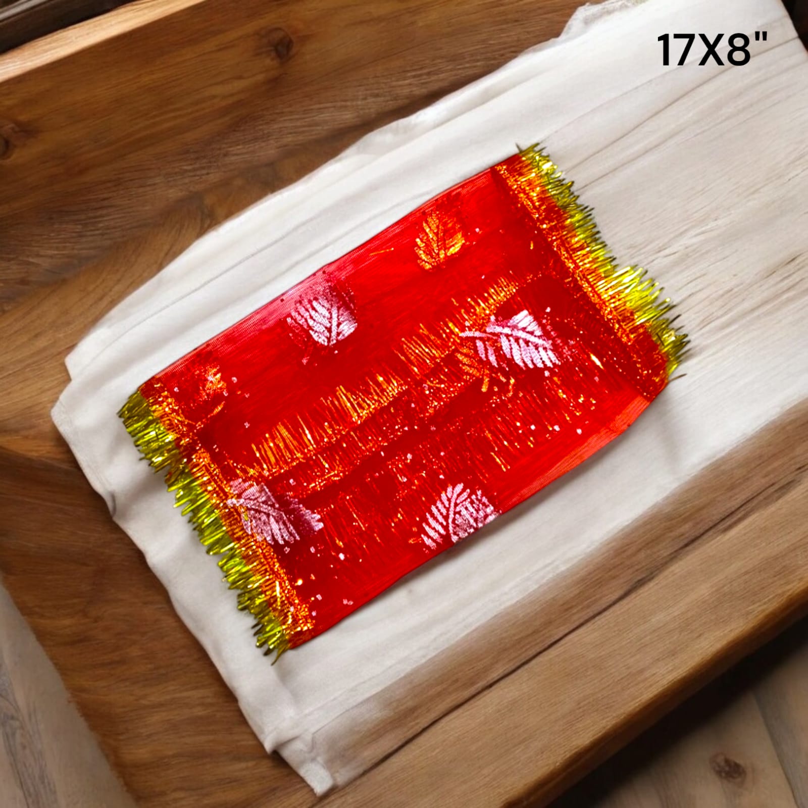 Lal Chunni Mata Rani Red Chuniri 17x8 inches with Golden Flower Design | Timeshopee