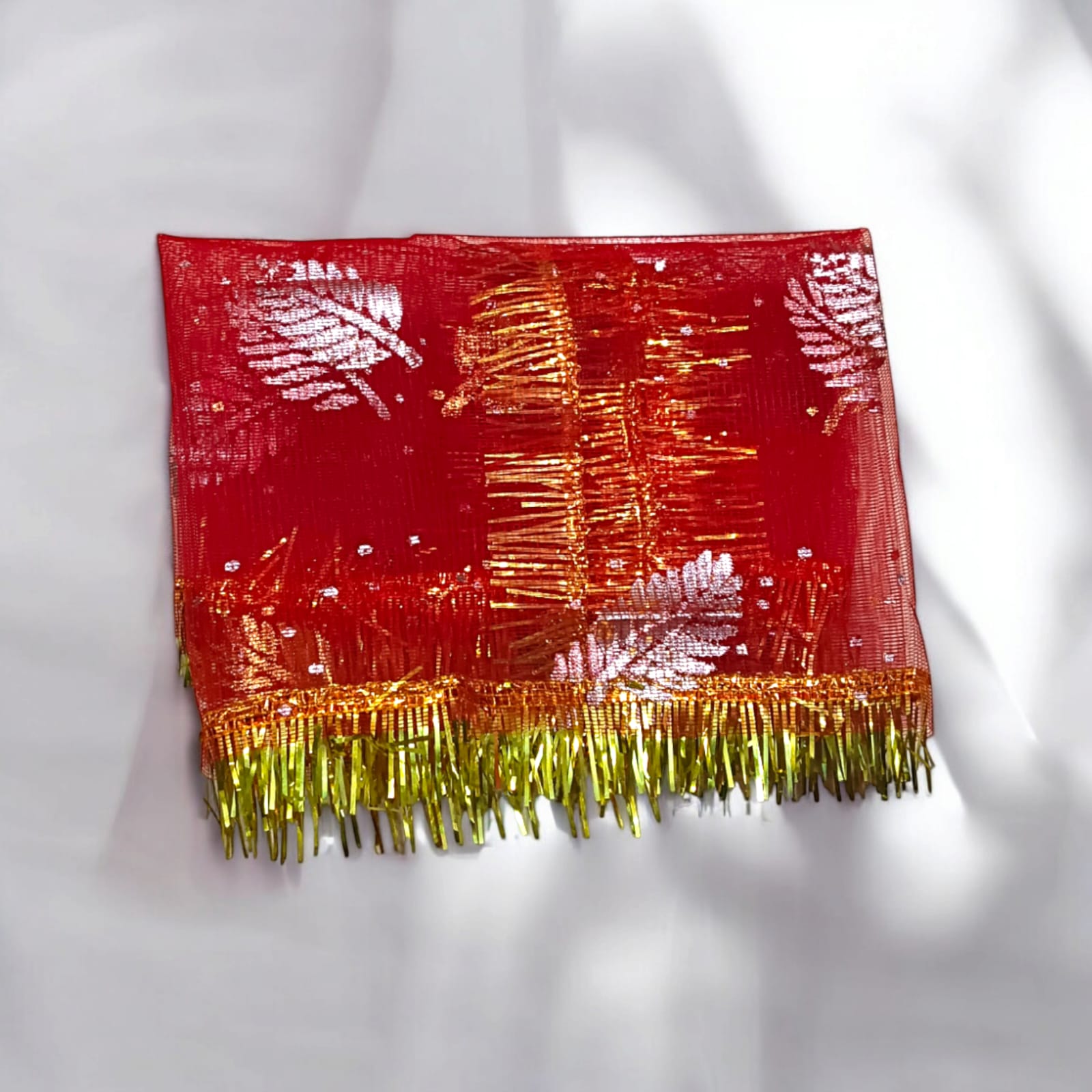 Lal Chunni Mata Rani Red Chuniri 17x8 inches with Golden Flower Design | Timeshopee