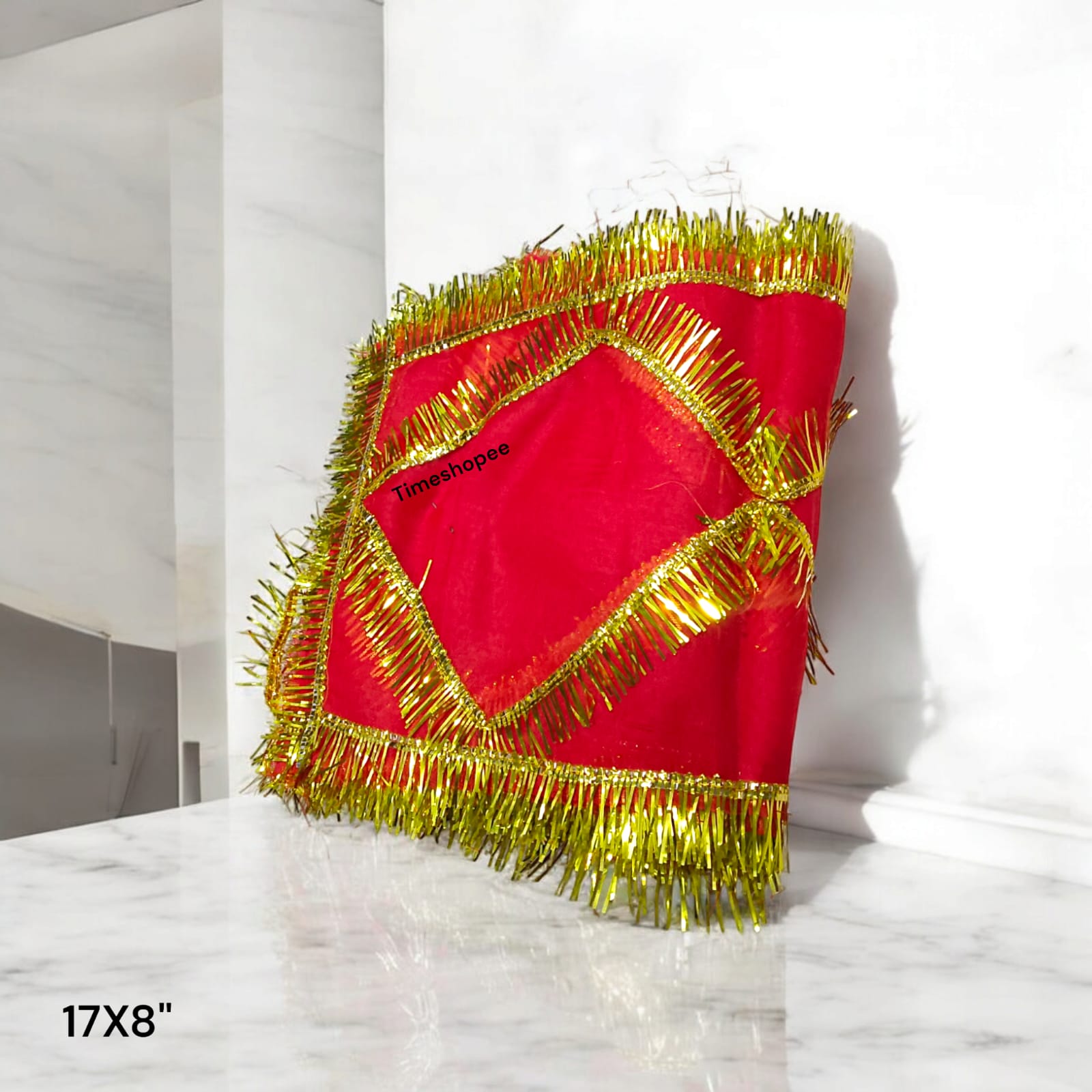 Lal Chunni Mata Rani Red Chuniri 17x8 inches with Golden Gotta Design | Timeshopee