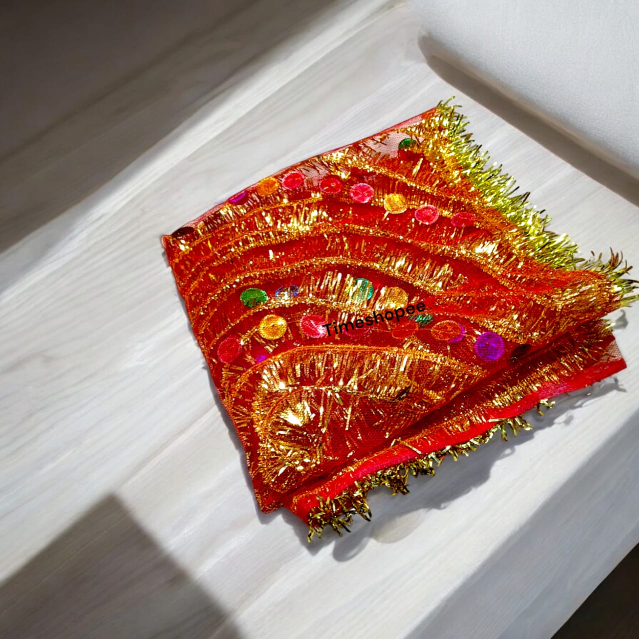 Lal Chunni Mata Rani Red Chuniri 1 Meter with Golden Gotta Design | Timeshopee