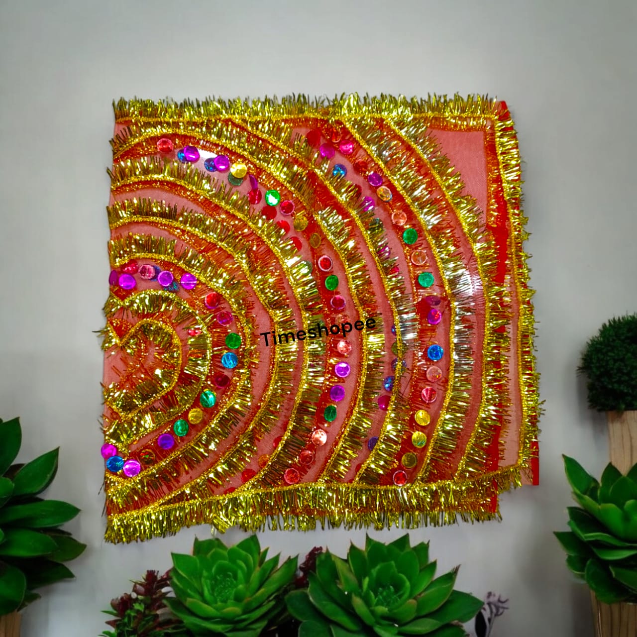 Lal Chunni Mata Rani Red Chuniri 1 Meter with Golden Gotta Design | Timeshopee