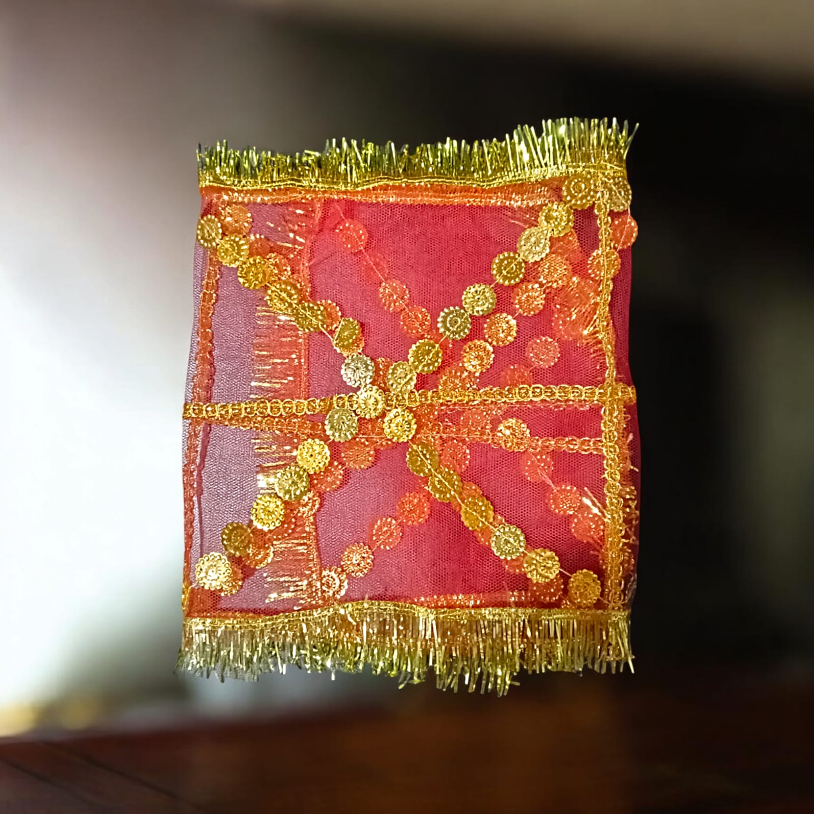 Lal Chunni Mata Rani Red Chuniri, 27x9 inches, crafted from high-quality fabric for worship and ceremonial use.