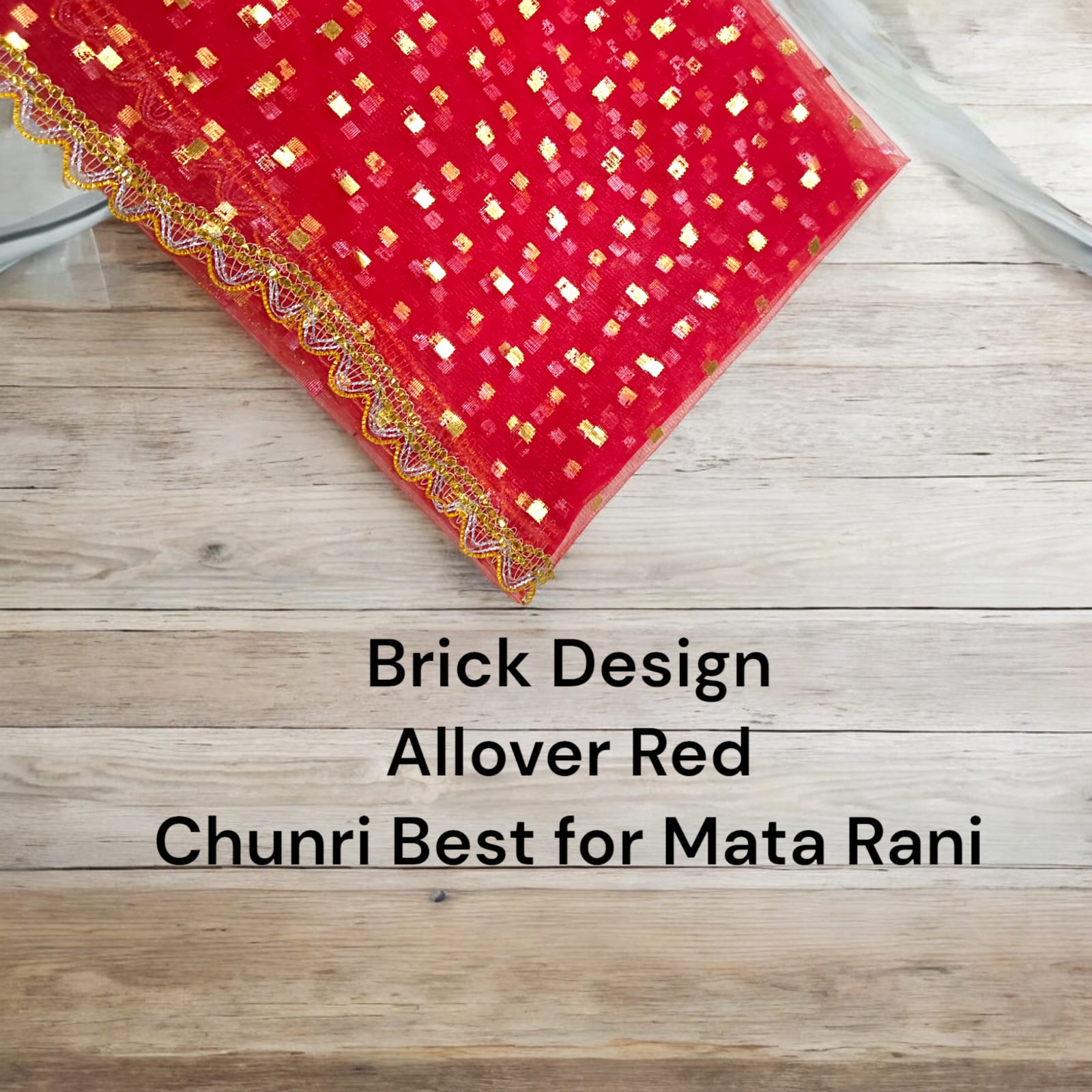 Lal Chunni Mata Rani Red Chuniri 2 Meter with Golden Border | Timeshopee