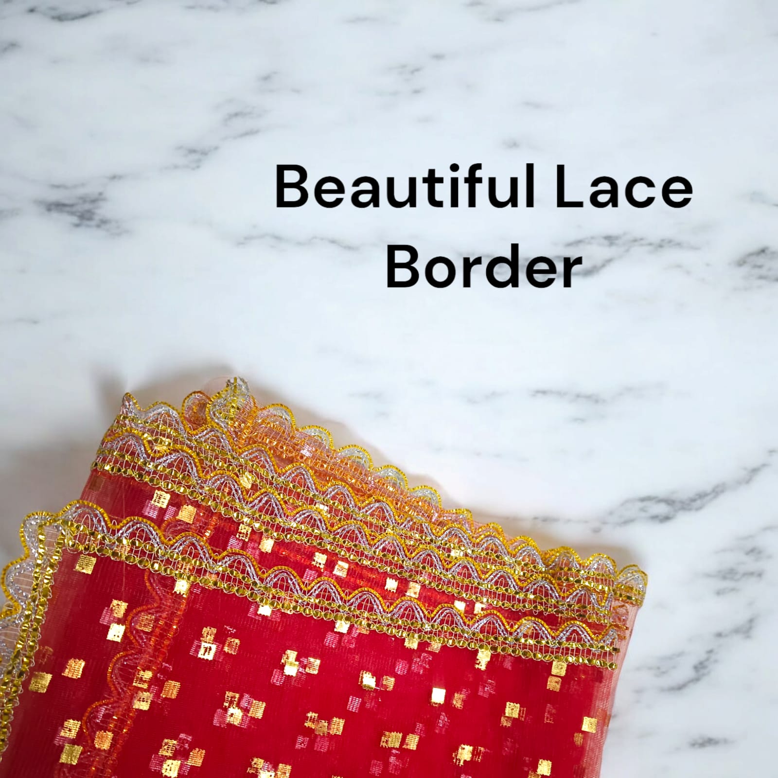 Lal Chunni Mata Rani Red Chuniri 2 Meter with Golden Border | Timeshopee