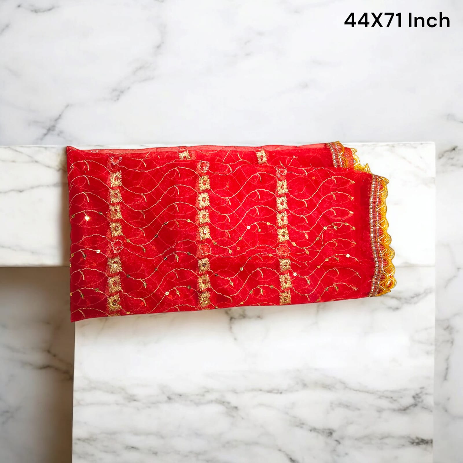 Lal Chunni Mata Rani Red Chuniri 2 Meter with Golden Elegant Design | Timeshopee