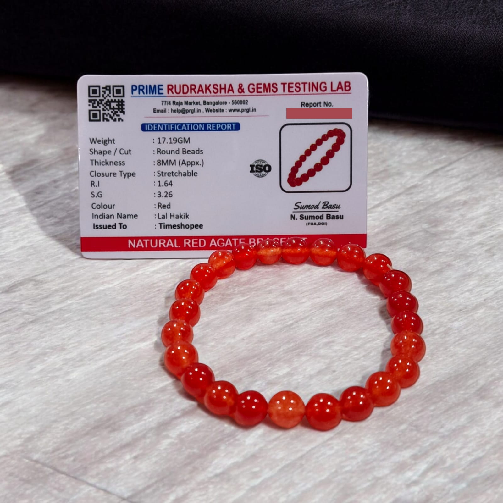 Lal Hakik Red Agate Bracelet with 8MM Beads from Timeshopee