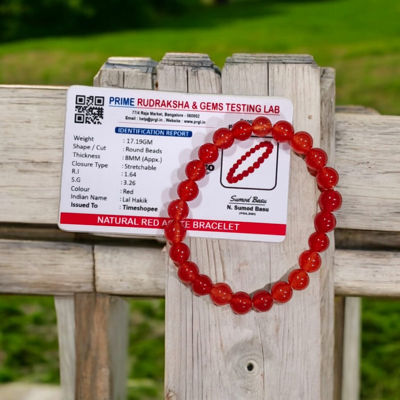 Lal Hakik Red Agate Bracelet with 8MM Beads from Timeshopee